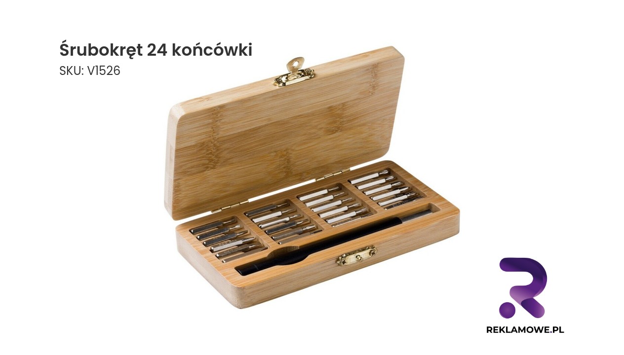 Śrubokręt z zestawem 24 wymiennych końcówek