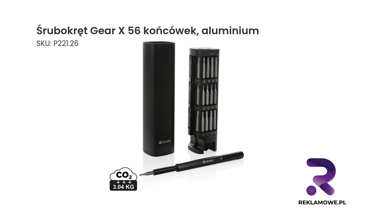 Śrubokręt Gear X z 56 końcówkami wykonanymi z aluminium