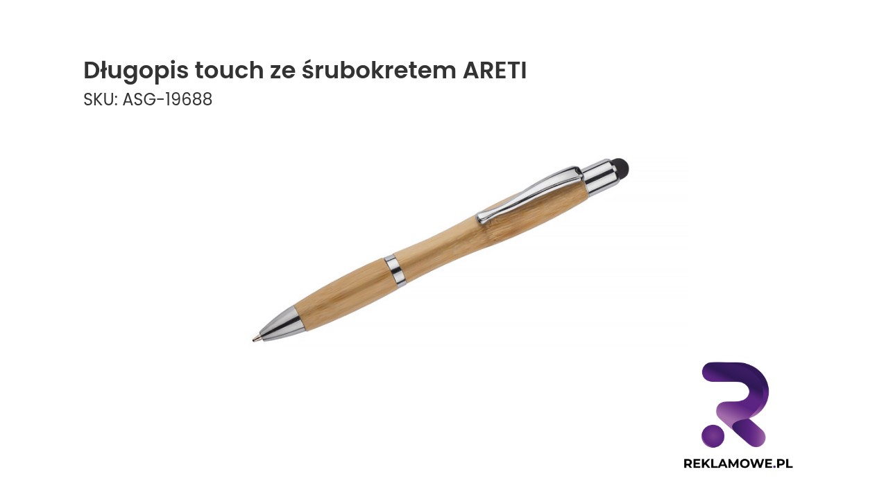 Długopis touch ze śrubokretem ARETI Długopis touch ze śrubokretem ARETI – wielofunkcyjny długopis z końcówką do ekranów dotykowych