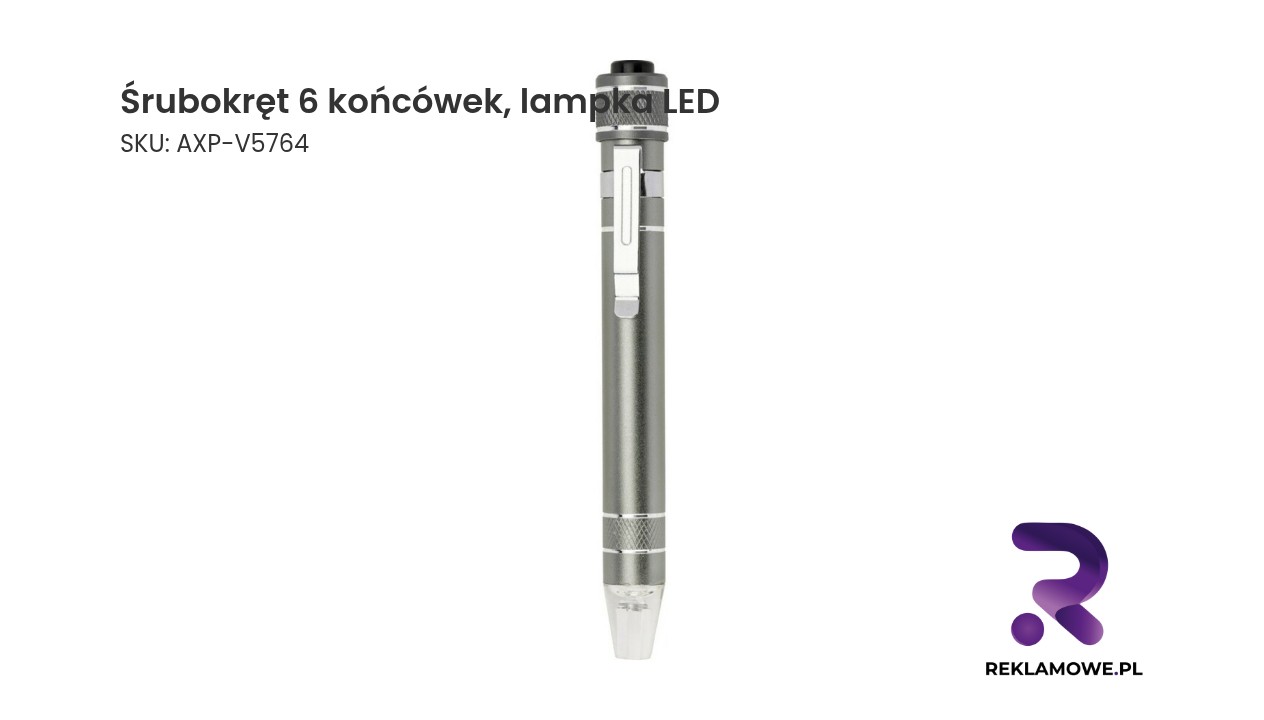 Śrubokręt, 6 końcówek, lampka LED Śrubokręt z 6 końcówkami i lampką LED